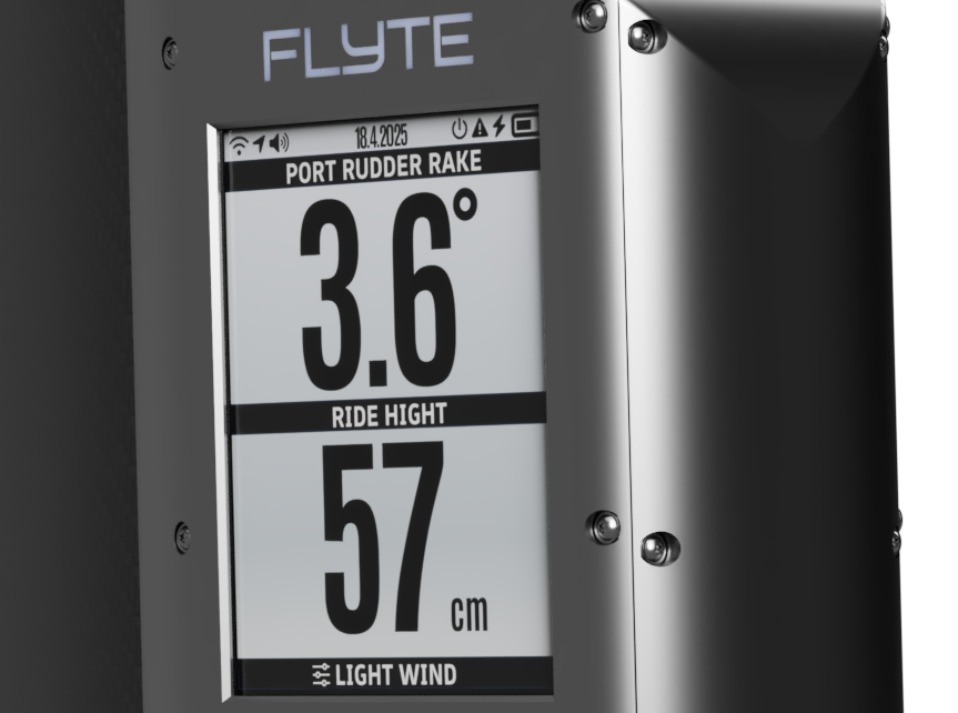 Flyte cockpit displays showing rake control