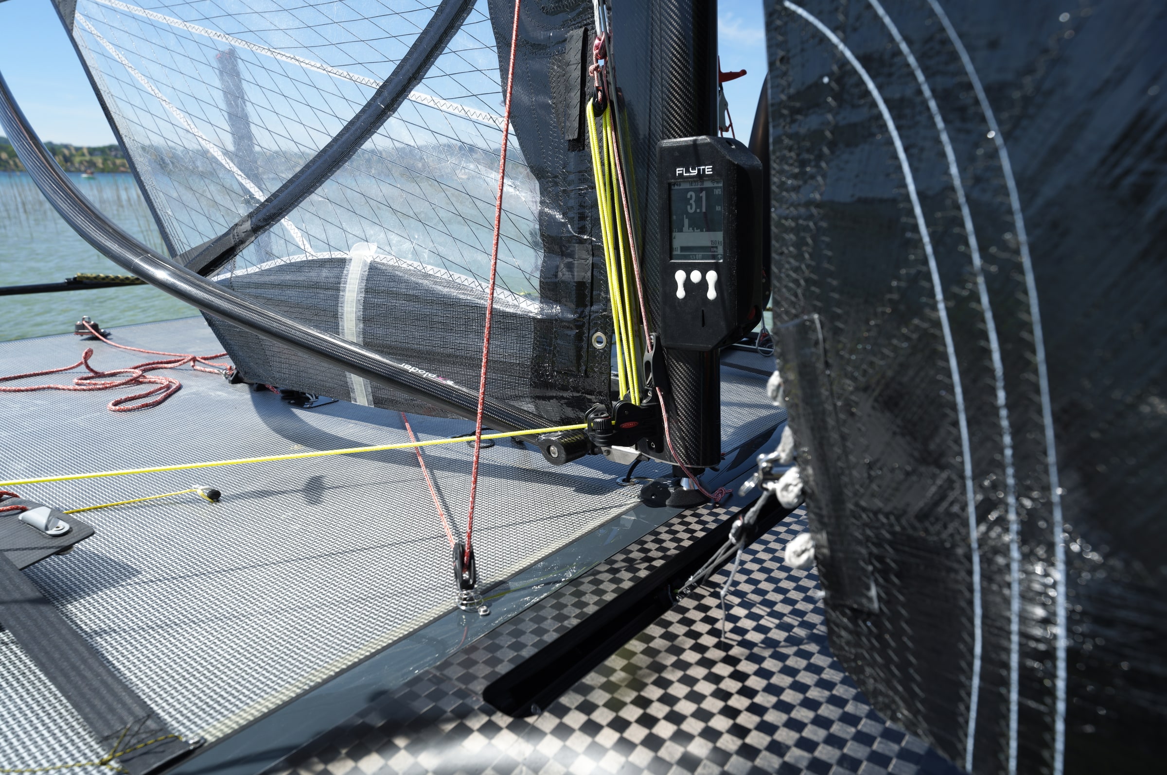 Flyte cockpit display, controls, and trampoline