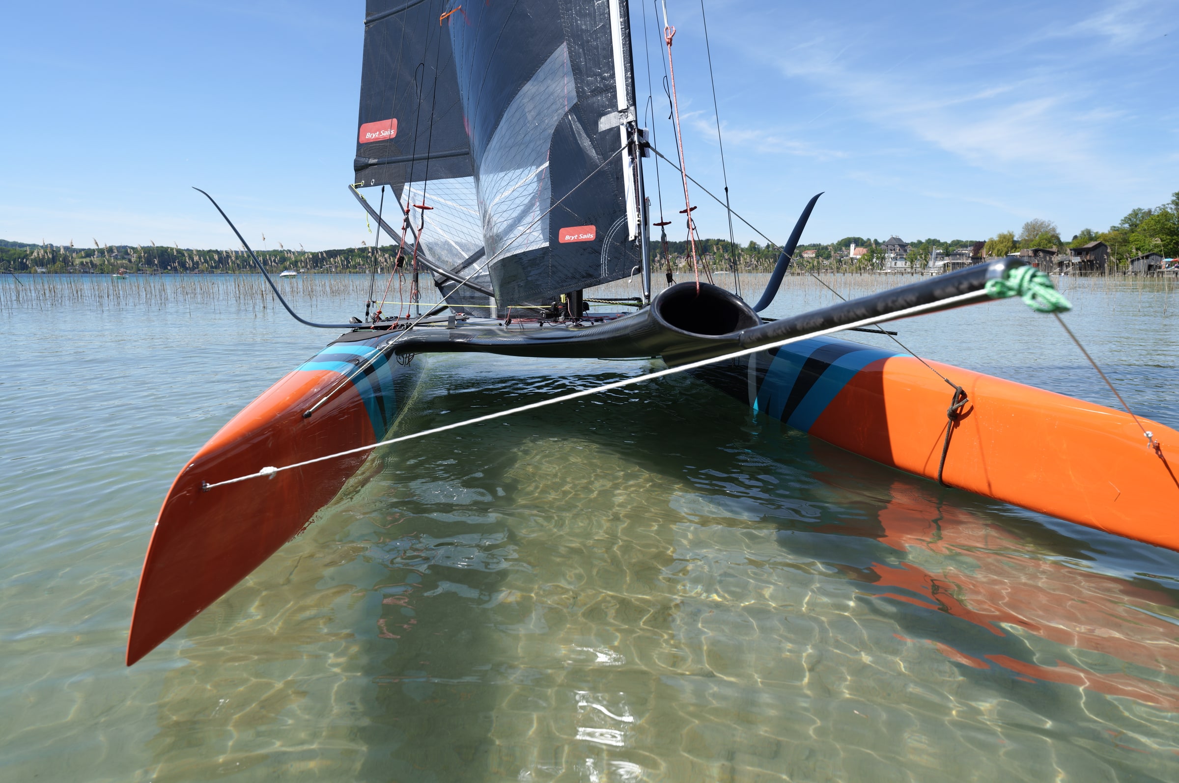 Front view of the Flyte gennaker snuffer and forestay fittings